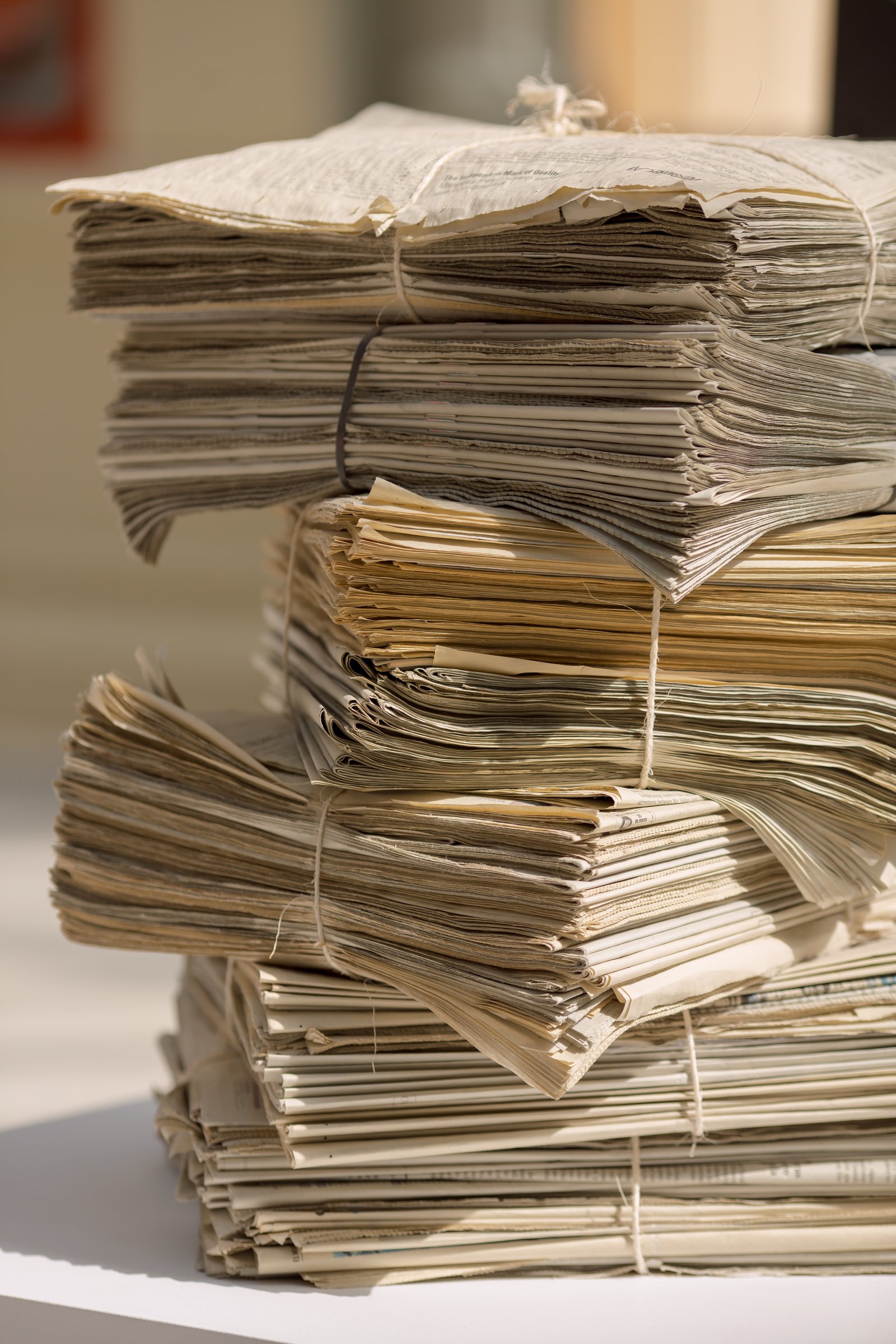 Stack of old newspapers